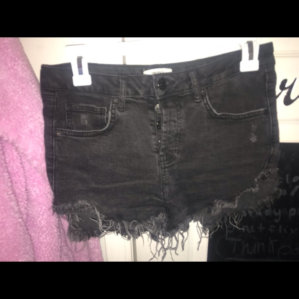 black jean shorts